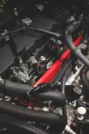 AMS Performance 08-15 Mitsubishi EVO X CNC Machined Aluminum Fuel Rail w/Pulsation Dampener - Red Weekend Sale