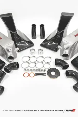 Limited Offer AMS Performance 13-15 Porsche 911 Turbo/Turbo S (991.1) Alpha Intercooler Kit w/Carbon Fiber Shrouds