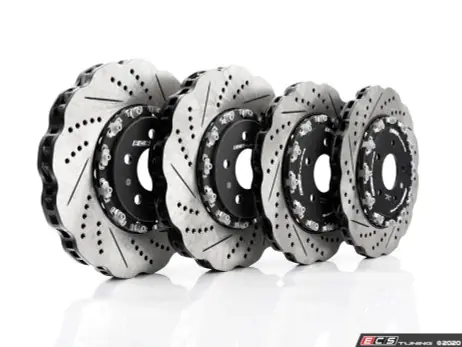 Popular ECS Front & Rear 2-Piece Scalloped Brake Rotor Kit - No Pads  - Audi S4 and S5 B8