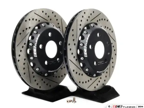 ECS Tuning Rear Cross-Drilled & Slotted 2-Piece Semi-Floating Brake Rotors Pair (310x22) Same Day Shipping