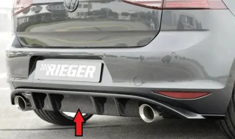 Rieger Rear Diffuser + Fins (Dual Exhaust) Gloss Black - Golf MK7 GTI Instant Buy