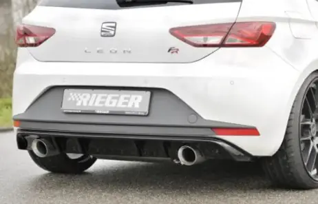 Express Delivery Rieger Rear Diffuser (Dual 100mm Exhaust) Gloss Black - Leon FR (2014-17)
