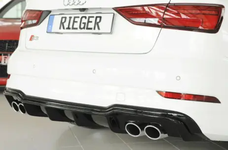 Rieger Rear Diffuser Gloss Black - Audi S3 Saloon & Cabrio (2016+) Modern