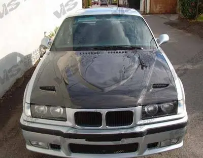 BMW 3 Series 2DR VIS Racing Euro R Black Carbon Fiber Hood - 92BME362DEUR-010C Free Returns