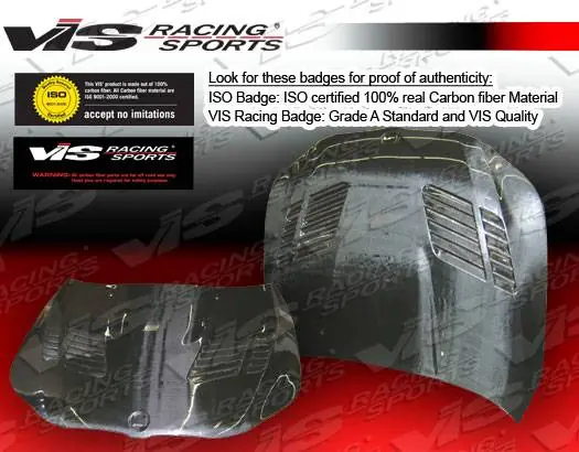 Premium BMW 5 Series VIS Racing GTR Black Carbon Fiber Hood - 04BME604DGTR-010C