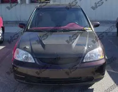 Honda Civic 2DR & 4DR VIS Racing Invader Black Carbon Fiber Hood - 01HDCVC2DVS-010C Free Delivery