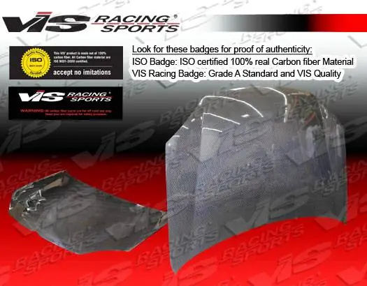 High Quality Honda Civic 2DR & 4DR VIS Racing OEM Black Carbon Fiber Hood - 04HDCVC2DOE-010C