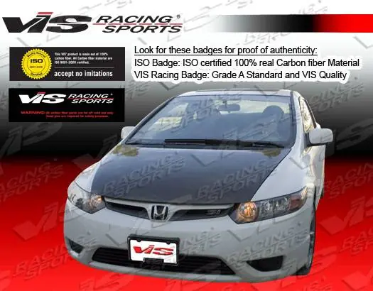 Honda Civic 2DR VIS Racing OEM Black Carbon Fiber Hood - 06HDCVC2DOE-010C Hassle-Free Returns