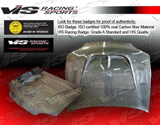 Crafted Honda Civic 4DR VIS Racing Monster Black Carbon Fiber Hood - 92HDCVC4DMON-010C