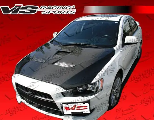 Limited Time Mitsubishi Lancer VIS Racing EVO-10 Black Carbon Fiber Hood - 08MTLAN4DEVX-010C