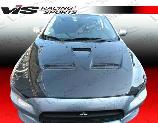 Exclusive Offer Mitsubishi Lancer VIS Racing OEM Black Carbon Fiber Hood - 08MTEV104DOE-010C