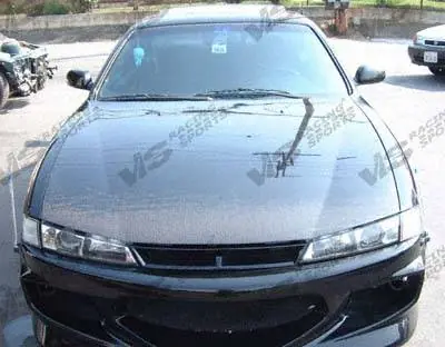 Latest Nissan 240SX VIS Racing OEM Black Carbon Fiber Hood - 97NS2402DOE-010C