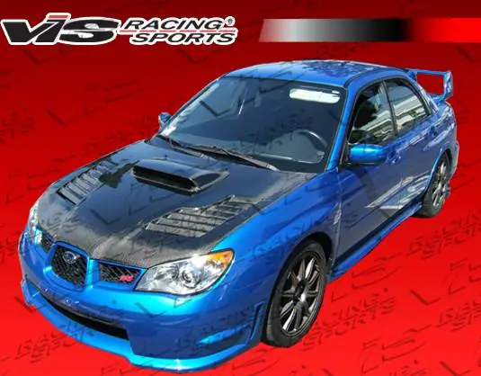 Bargain Subaru WRX VIS Racing Tracer Black Carbon Fiber Hood - 06SBWRX4DTRA-010C