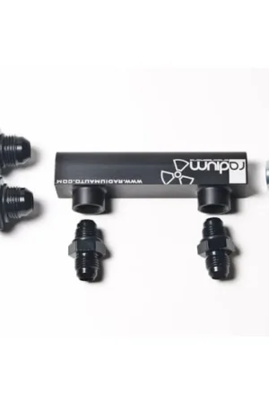 Price Drop Radium Engineering Universal 4-Port Manifold - Black With Logo