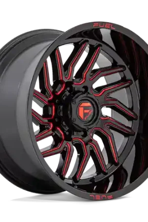 Limited Time Fuel 1PC D808 HURRICANE 5X127 24X12 -44 GLOSS BLACK MILLED RED TINT