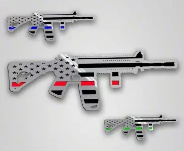 Affordable AR15 Gun with Laser Cut Flag Motif Gun Safe Emblem; Thin Red Line; Brushed; 20-Inch