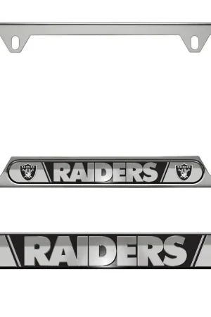 Worldwide Shipping Embossed License Plate Frame with Las Vegas Raiders Logo; Black