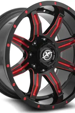 XF Off-Road XF-215 5x139.7/5x150 24x12 -44 Gloss Black & Red Milled Instant Buy