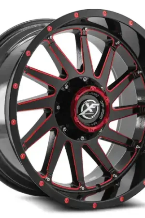 In Demand XF Off-Road XF-216 8x165.1/8x170 20x10 -24 Gloss Black & Red Milled
