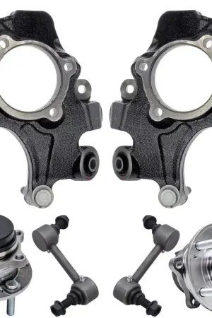 New Arrival 6pc Rear Steering Knuckles Wheel Hub and Bearings Sway Bar Links Suspension Kit