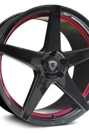 Flash Sale Marquee Wheels M1001 Gloss Black with Red Inner Line Wheel; Rear Only; 20x10.5; 20mm Offset