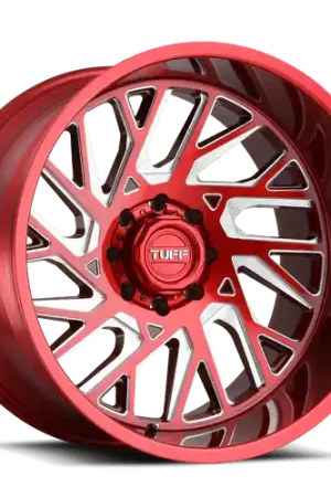 Bargain Tuff T4B 8X180 20X12 -45 CANDY RED W/ MILLED SPOKE
