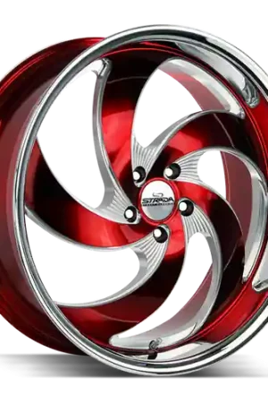 Strada Street Classics Retro 5 6x139.7 22x10 +24 Candy Red Milled SS Lip Affordable