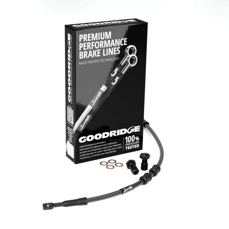 Goodridge 15-23 HD FLTRX/FLTRXS/ST (w/ABS) +6in Black Brake Line Kit w/Black Fittings Reduced Price