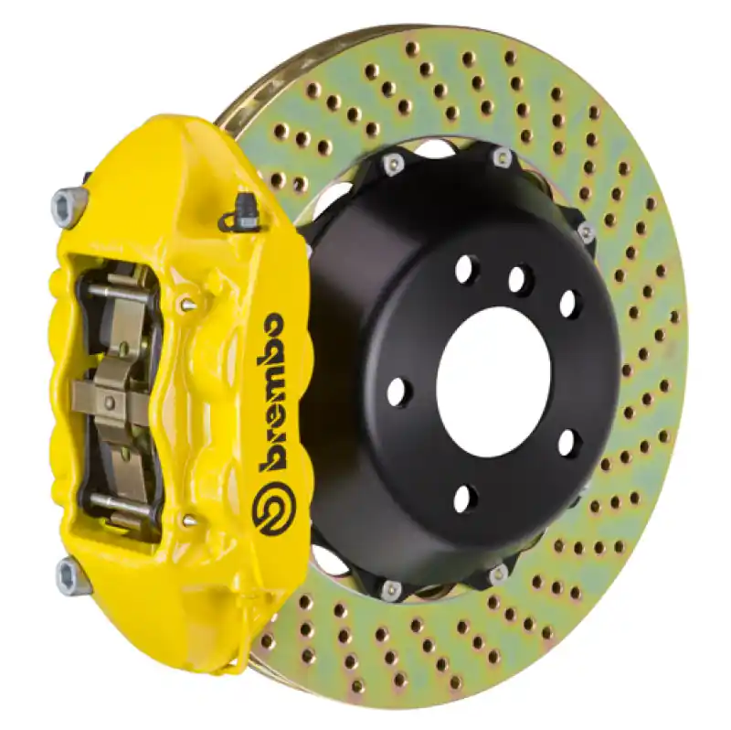 Brembo 08-17 S5/09-16 S4 Rear GT BBK 4 Piston Cast 380x28 2pc Rotor Drilled- Yellow While Supplies Last