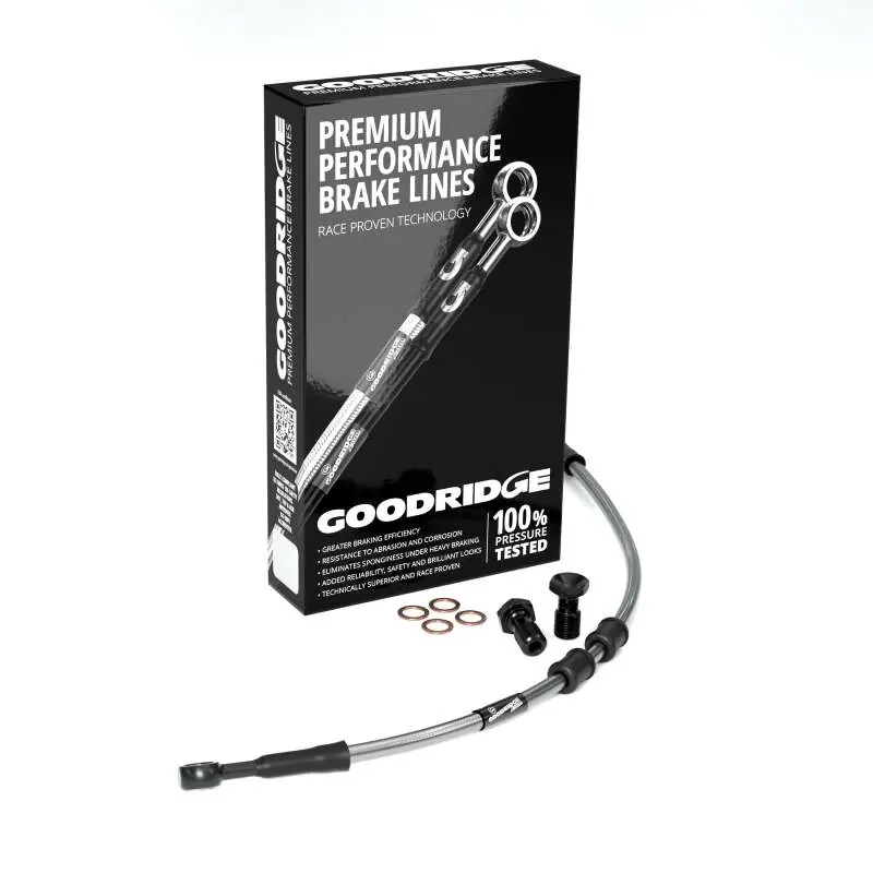 Goodridge 2008 HD FLHT/FLHTC/FLHTCU/FLHX (w/ABS) -4in Clear Brake Line Kit w/SS Fittings Worldwide Shipping