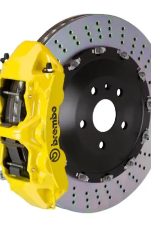 Exclusive Brembo 10-12 Range Rover Front GT BBK 6 Piston Cast 405x34 2pc Rotor Drilled- Yellow
