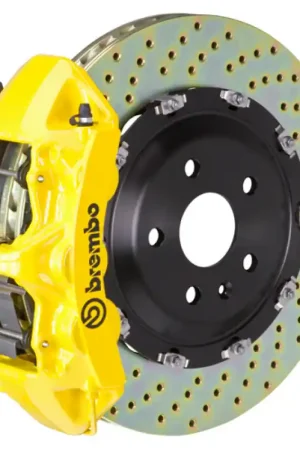 Free Shipping Brembo 10-15 Camaro SS Front GT BBK 6 Piston Cast 380x34 2pc Rotor Drilled- Yellow
