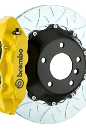 Certified Brembo 10-12 Range Rover Rear GT BBK 4 Piston Cast 380x28 2pc Rotor Slotted Type-3- Yellow