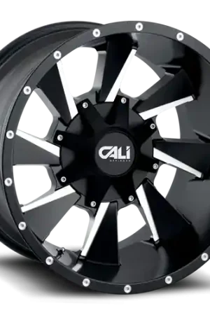Wholesale Cast Aluminum Wheels Distorted 9106 SB 24x12 Milled Spokes Satin Black 8 On 165.1/8 On170 Bolt Pattern -44 Offset Cali Offroad Wheels