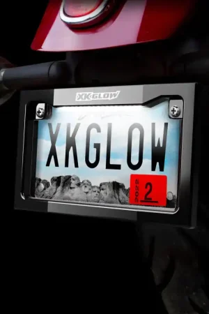 XK Glow Motorcycle License Plate Frame Light w/ White LED - Black Seasonal Sale