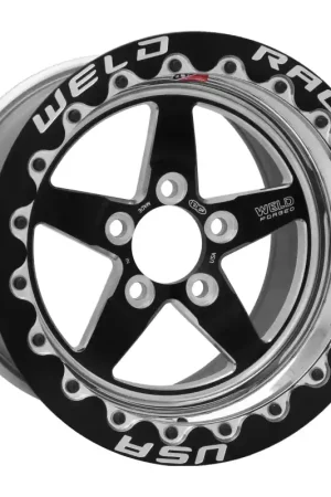 Weld S71 15x10.33 / 5x4.75 BP / 5.5in. BS Black Wheel (Low Pad) - Black Single Beadlock MT Special Discount