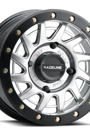 Raceline A12SB Squad 15x7in/4x156 BP/10mm Offset/132.5mm Bore - Silver & Black Ring Beadlock Wheel Premium