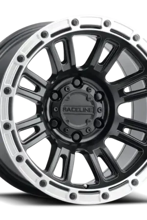 Best Price Raceline 956BS Compass 17x8.5in / 6x139.7 BP / 0mm Offset / 106.1mm Bore - Black & Silver Lip Wheel