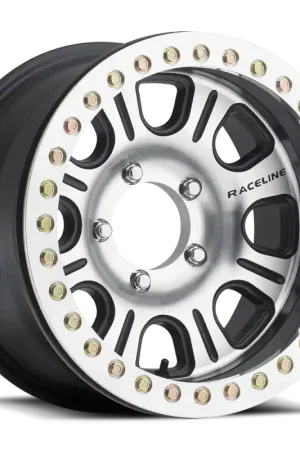 Raceline RT232 Monster 17x8.5in/6x135 BP/-25mm Offset/87.1mm Bore - Black & Machined Beadlock Wheel Low Price