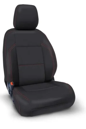 Today Only PRP 2016+ Toyota Tacoma Front Seat Covers (Pair) - Black with Red Stitching