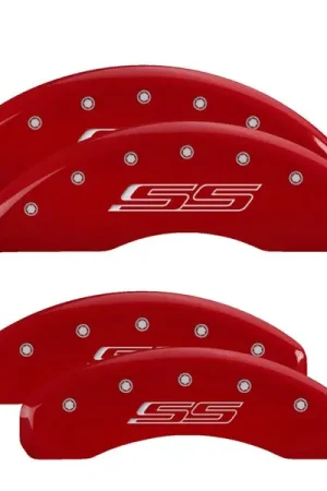 MGP 4 Caliper Covers Engraved Front & Rear Gen 5/SS Red finish silver ch Luxury