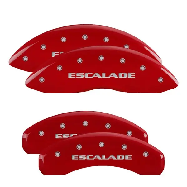 MGP 4 Caliper Covers Engraved Front & Rear Escalade Red finish silver ch Buy Direct