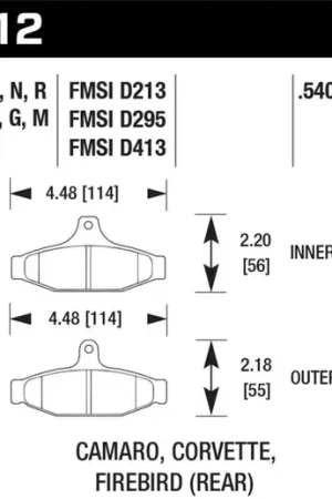 Hawk 84-96 Corvette /88.5-97 Pontiac Firebird HP+ Street Rear Brake Pad Reduced Price