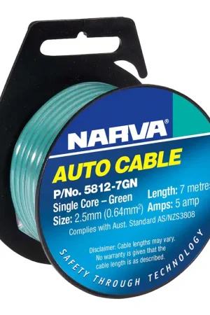 Narva 5A 2.5mm Green Single Core Cable (7M) - 5812-7Gn Fast Shipping