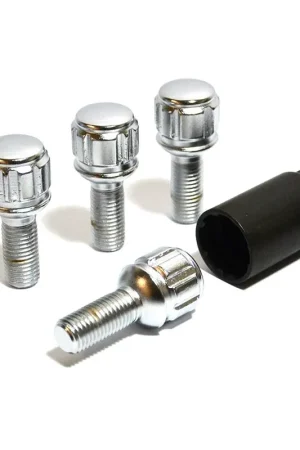 SAAS Set of 4 Splined Lock Bolts - Chrome, M14x1.50 Thread, Ball Seat Type - 90389 Luxury