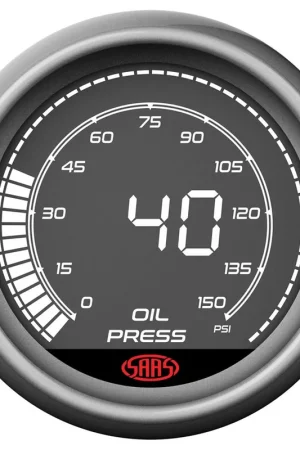 Hassle-Free Returns SAAS 52mm Muscle Digital Series Oil Pressure Gauge (0-150PSI) - SG41230