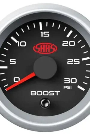 Fresh Stock SAAS Boost Gauge Diesel 0-30 psi 52mm Muscle Series II Black 12V - SGTBD52BS2