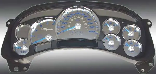 US Speedo Stainless Steel Gauge Face with Blue Back and Color Match Needles - Displays Diesel - SS GM 13B No Minimum Order
