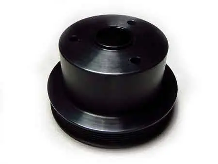 Bargain Auto Specialties Crank Pulley with 25 Percent Reduction - Full Charge 750 RPM - Hard Black Aluminum - 846200