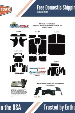 Insulation Sound Deadener Kit for 1957-1958 Ford Sedan Acoustishield Complete Popular